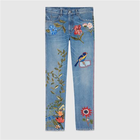 embroidered denim gucci|gucci denim collection.